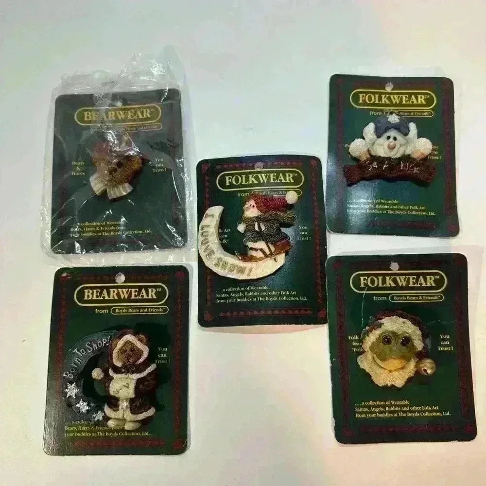 Vtg 1995 Boyds Bearwear & Folkwear  Brooch Lapel Pin -‎ Lot Of 5